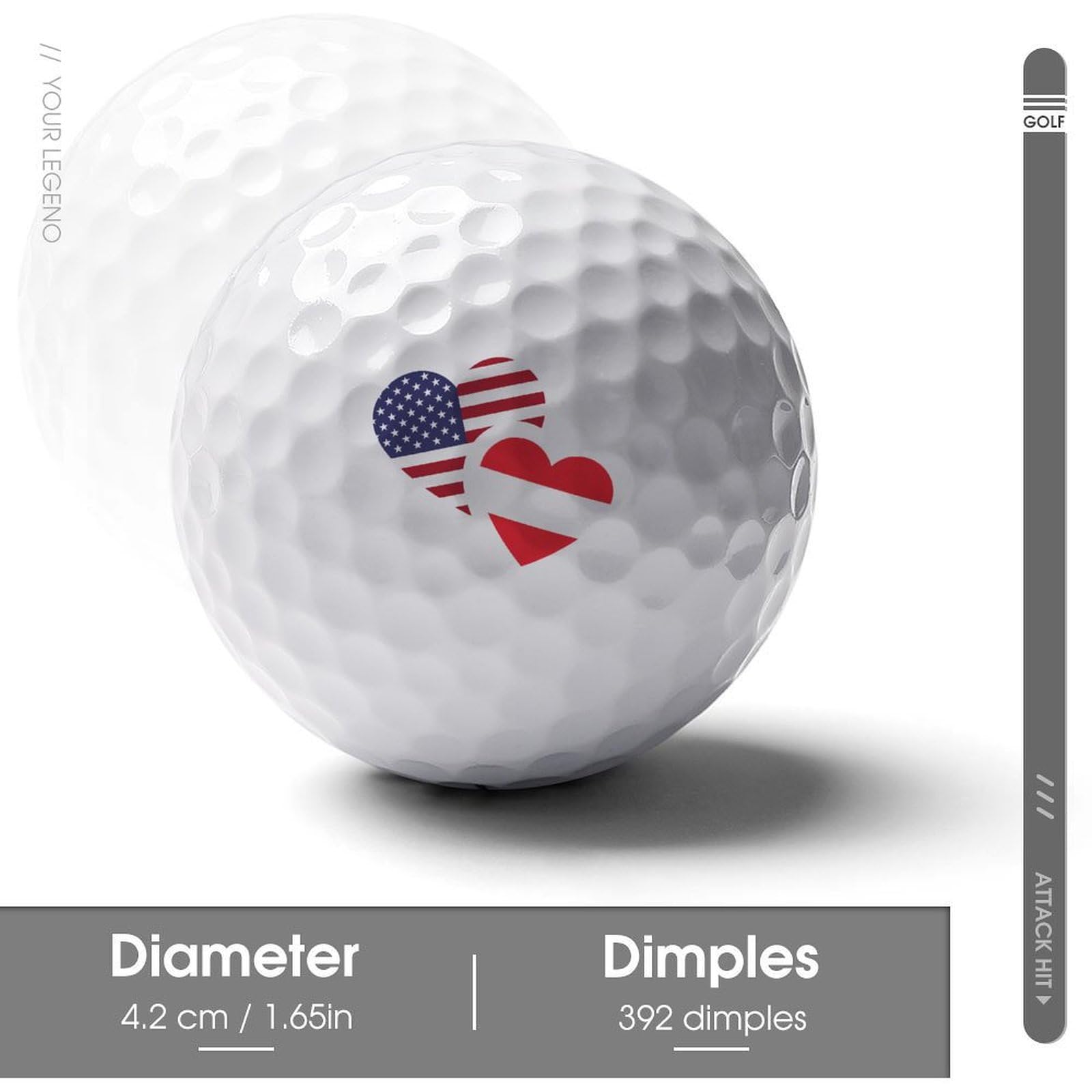 Custom US Flag Golf Balls - Premium Personalized Golf Equipment with Comfortable Feel for Men & Women - Perfect for Tournaments, Gifts, and Patriotic Golfers
