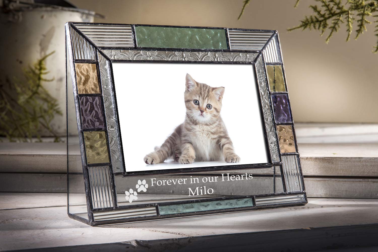 Custom Pet Memorial Frame - Personalized 4x6 Picture Frame with Engraved Name & Paw Prints for Sympathy Gifts