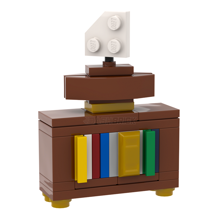 LEGO Sailboat Bookshelf - Reddish Brown Frame with MiniMOC Ship Design | Creative Bookshelf for Kids Room, Nautical Nursery Decor, Unique Book Storage Solution for Home & Office