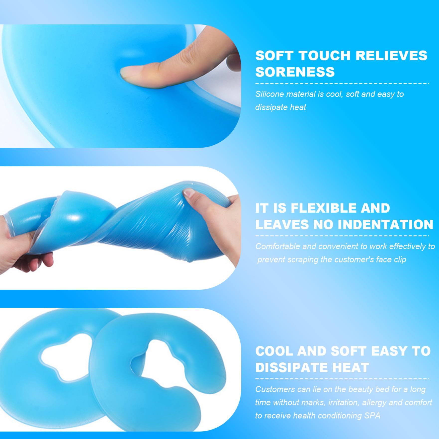 **U-Shaped Massage Pillow with Soft Silicone & Non-Slip Base - Comfortable Face Down Pillow for Massage Chairs & SPA Beds - Perfect for Relaxation, Facials, and Pain Relief**