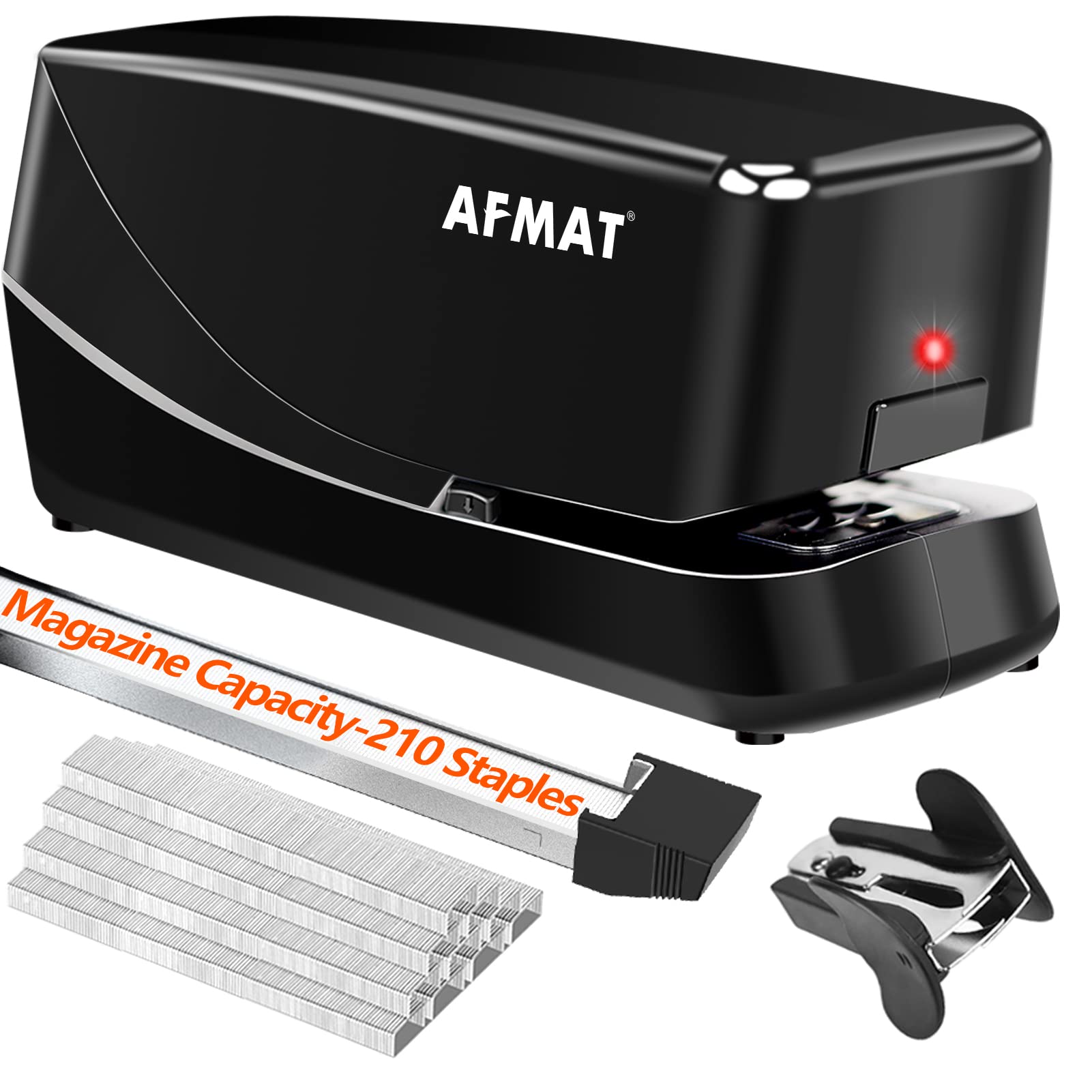 Electric Desktop Stapler - Heavy Duty Automatic Stapler for Office & Home Use, 25 Sheet Capacity, AC/Battery Powered with Reload Indicator - Perfect for Paperwork, Filing, and Document Binding (Black)