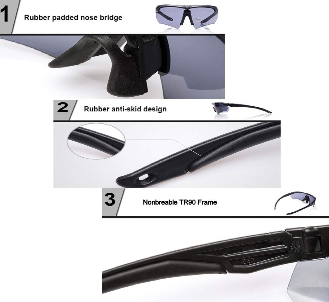 Tactical Combat Glasses for Men - Shooting Glasses with 3 Color Polycarbonate Replacement Lenses - Military, Hunting & Outdoor Sports Protective Eyewear