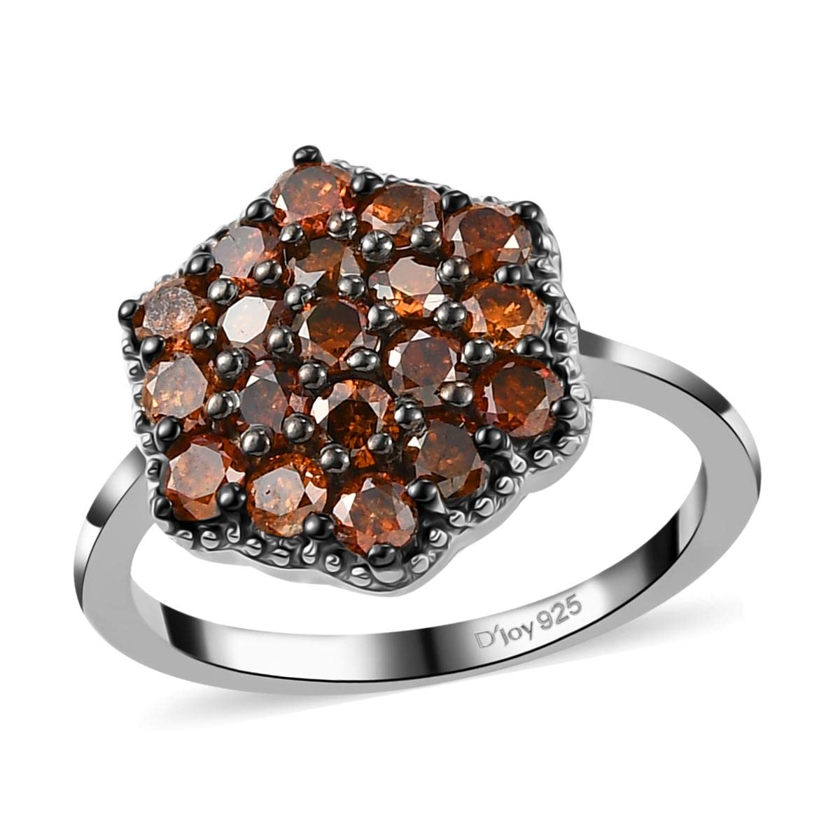 1Ct Red Diamond 925 Sterling Silver Platinum Rhodium Plated Cluster Engagement Ring for Women - Perfect for Proposals, Anniversaries & Special Occasions