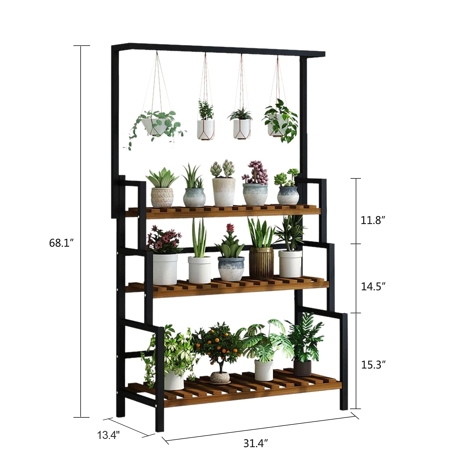 3-Tier Metal Flower Stand Planter Shelf - Hanging Plant Organizer Rack for Indoor Plants, Pots & Home Decor | Perfect for Living Room, Balcony & Garden Decoration