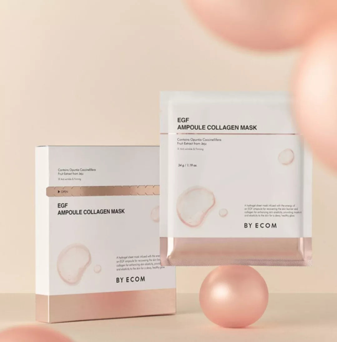 BY ECOM EGF Ampoule Collagen Face Mask - 5 Pack (34g Each) - Hydrating & Anti-Aging Sheet Mask for Glowing Skin - Perfect for Daily Skincare Routine & Spa Night