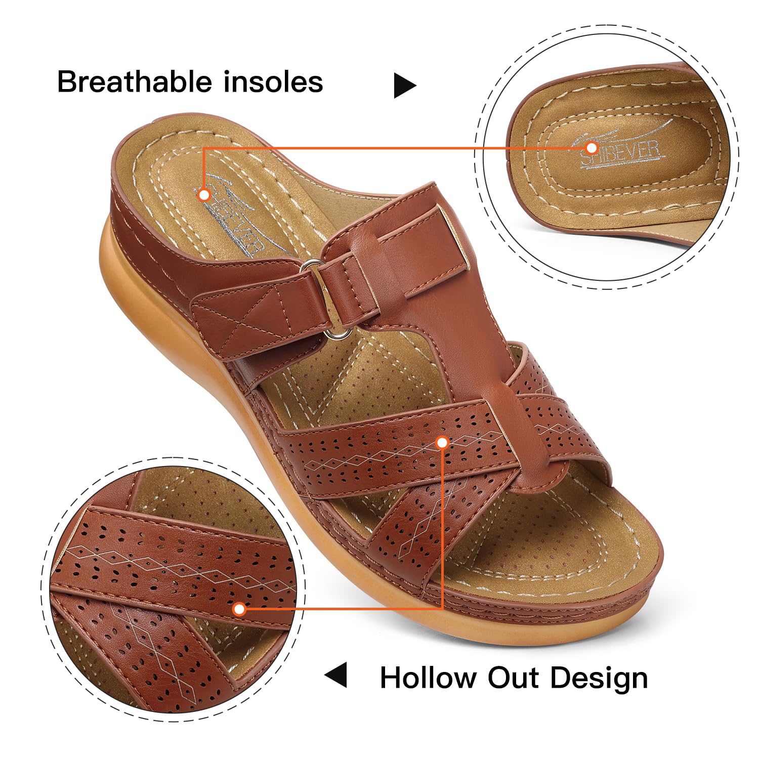 SHIBEVER Women's Comfortable Orthopedic Wedge Sandals - Slip-On Platform Sandals for Women | Perfect for Summer, Beach, and Casual Outings