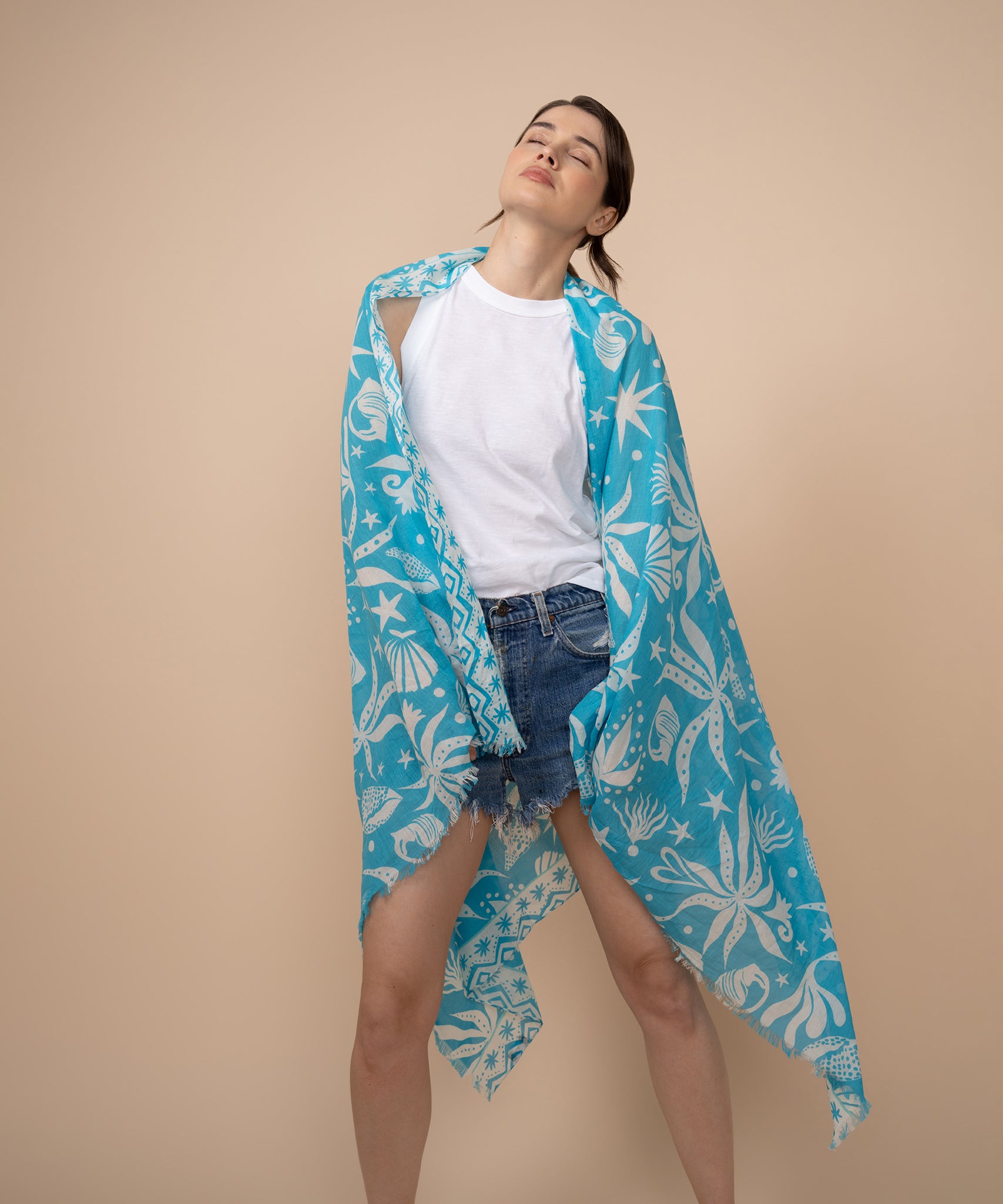 Sea Life Sarong Wrap - Lightweight Beach Cover Up for Women, Tropical Floral Print, Quick Dry Swimwear Cover - Perfect for Beach, Pool, Vacation & Summer Outings