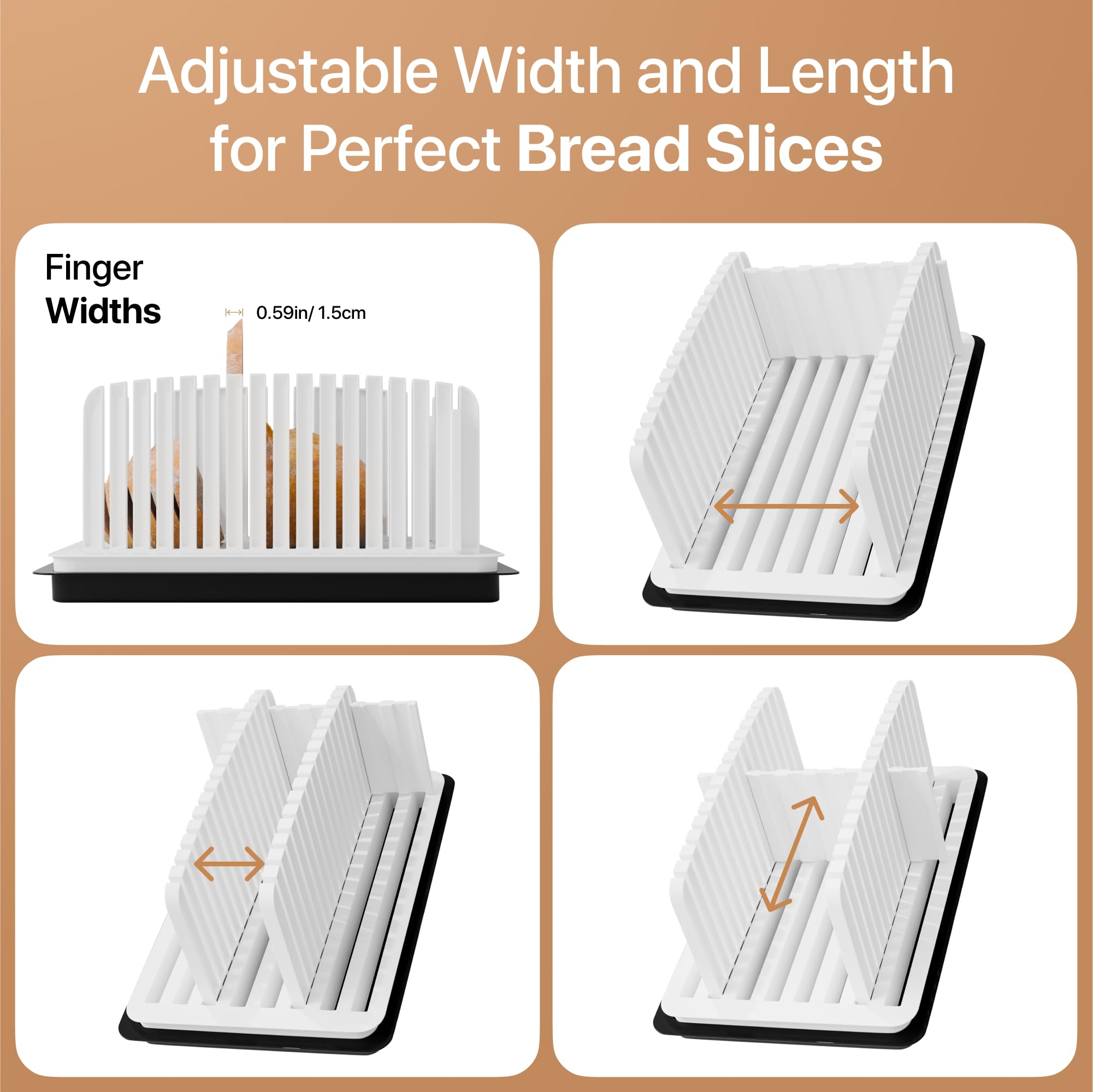 Adjustable Bread Slicer with Uniform Cutting Guide - Foldable Bread Knife for Homemade Sourdough, Baguette & Sandwich Bread - Easy Clean Kitchen Tool for Perfect Slices (Black) - Ideal for Bakeries, Home Kitchens & Meal Prep