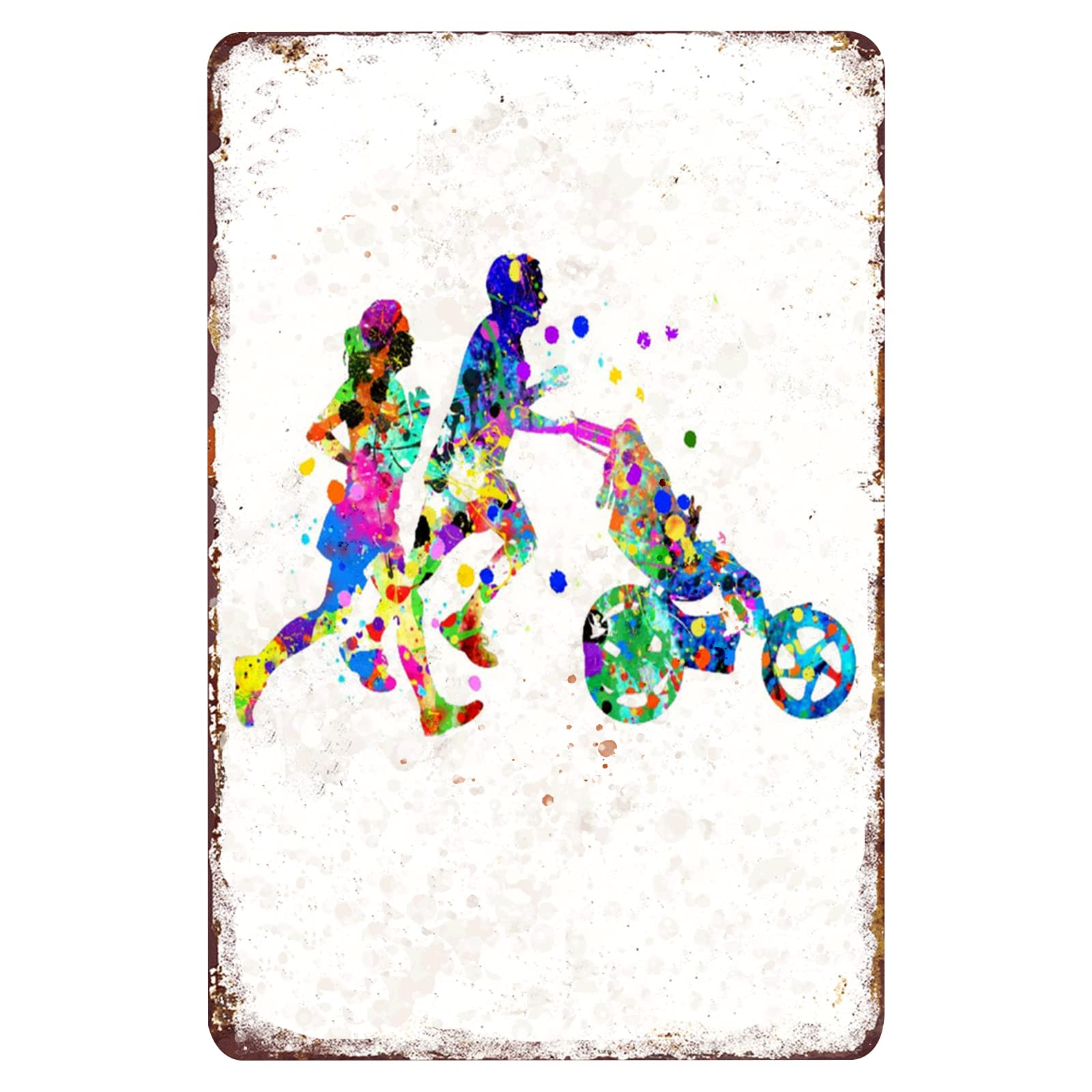 Metallic Wall Art - Runner with Stroller Print for Parents, Running Mother - 8x12 Inches Metal Sign Decor for Living Room, Bathroom, Nursery - Perfect for Home, Office & Gym Wall Decor