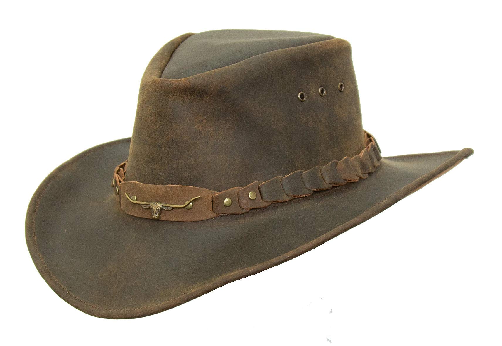 KAKADU Brumby Shapeable Leather Hat - Adjustable Outback Style for Men & Women - Perfect for Hiking, Camping, and Outdoor Adventures