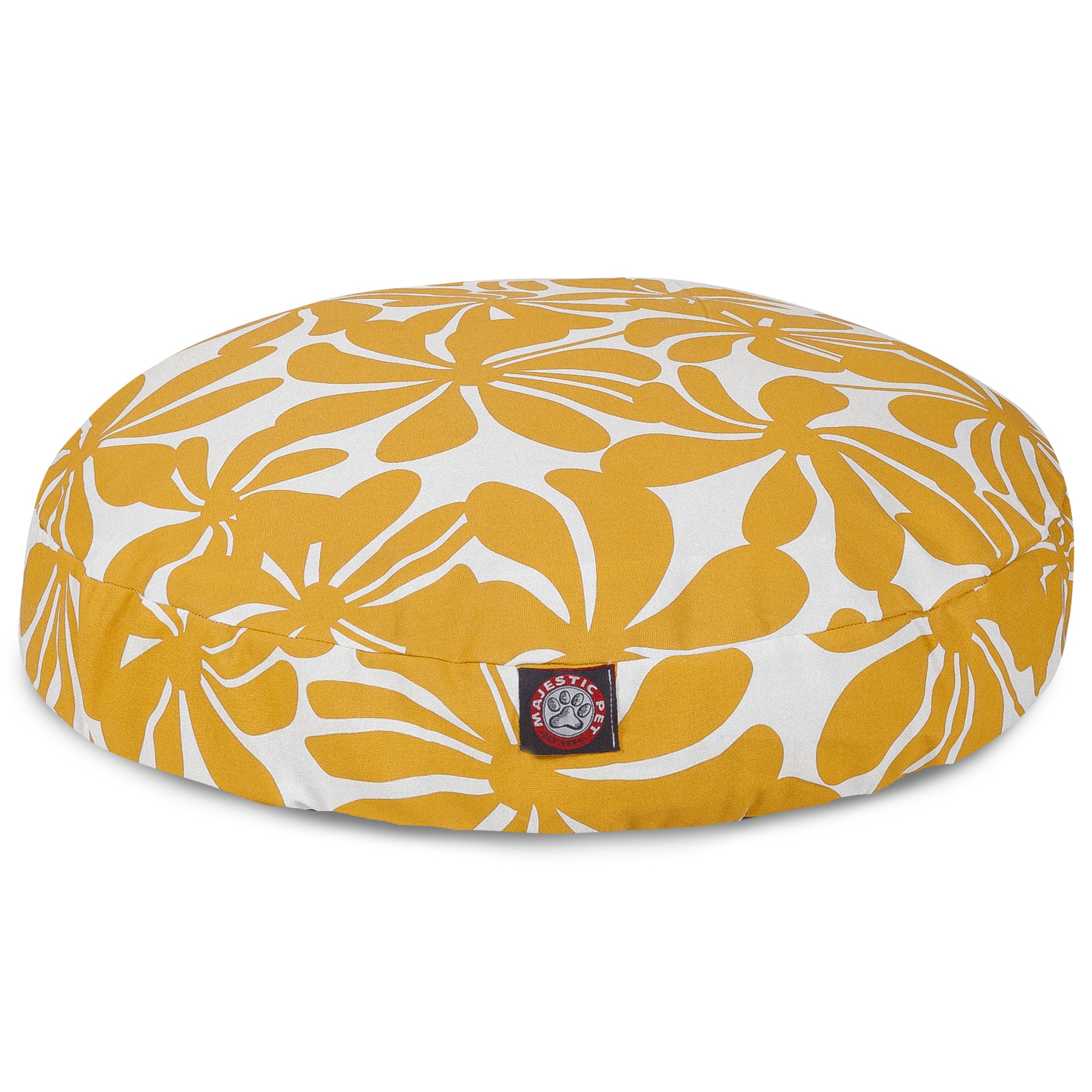 Majestic Pet Products Large Round Yellow Indoor/Outdoor Dog Bed - Removable & Washable Cover - Perfect for Living Room, Patio, or Kennel