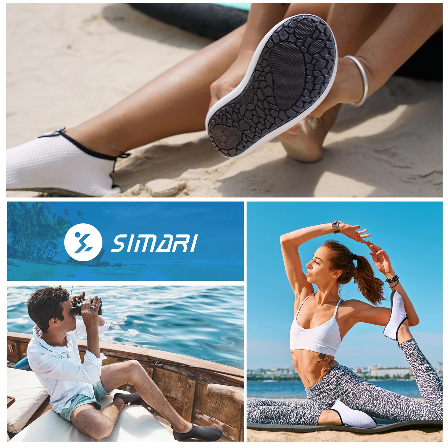 SIMARI Women's & Men's Quick-Dry Water Shoes - Barefoot Aqua Socks for Beach, Swimming, Yoga, Snorkeling & Outdoor Sports | Lightweight & Comfortable for Pool, Surfing & Water Activities | SWS001