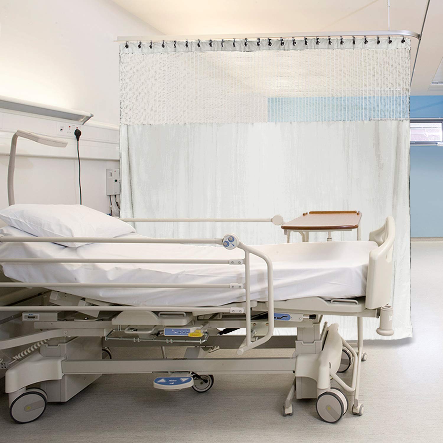 Macochico Medical Privacy Room Divider Curtain - 10ft x 7ft White Hospital Grade Partition with Nickel Grommets for Clinics, Spas & Labs | Durable Cubicle Screen for Patient Privacy & Space Division