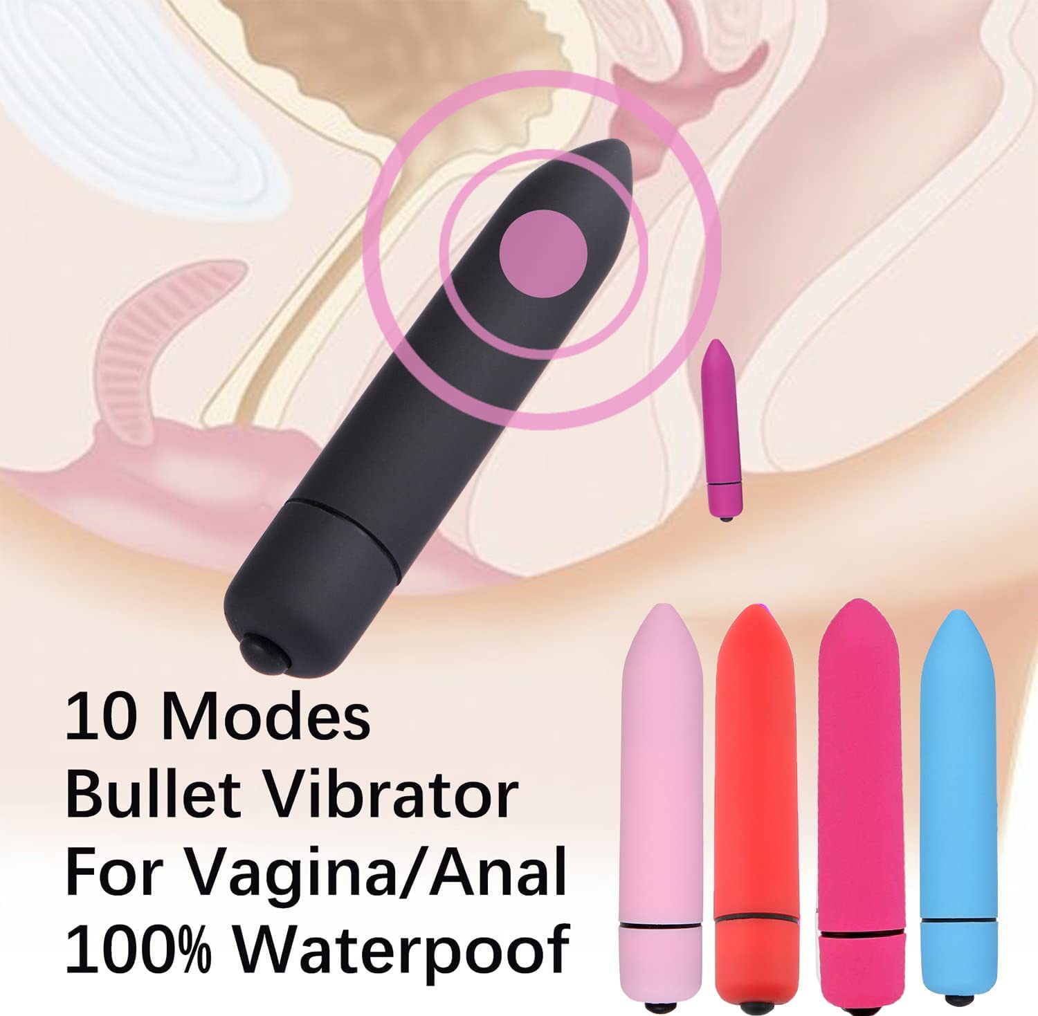 10-Speed Powerful Bullet Vibrator - Mini Waterproof Pocket Clitoral Stimulator for Women | Discreet Packaging | Perfect for Travel, Solo Play & Couples' Intimacy (Red)