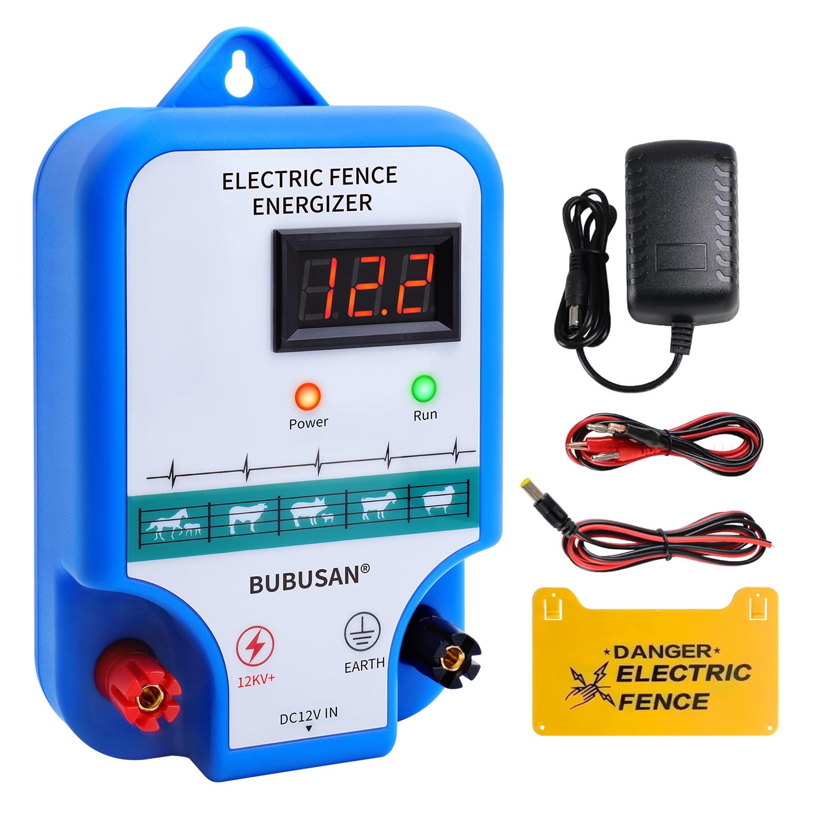 3 Joule Electric Fence Charger for Livestock - 10 Mile Range Fence Energizer with LED Display | Farm, Garden & Backyard Protection | Deters Deer, Bears & Large Animals