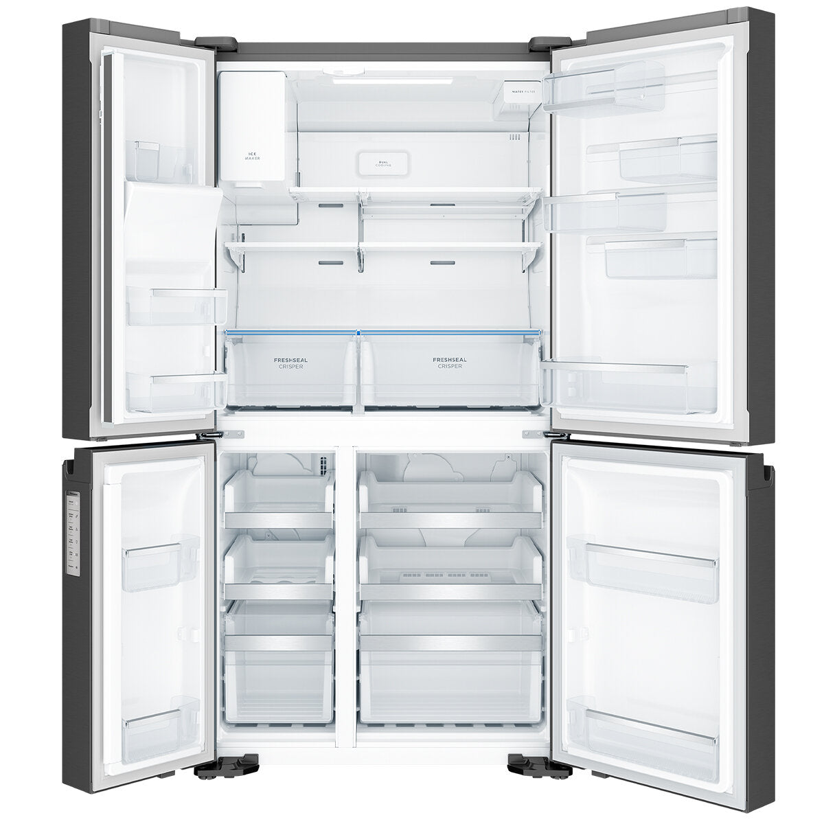 Westinghouse 609L Quad Door Refrigerator with Ice and Water Dispenser - Matte Black WQE6170BB - Perfect for Large Families, Entertaining & Modern Kitchens