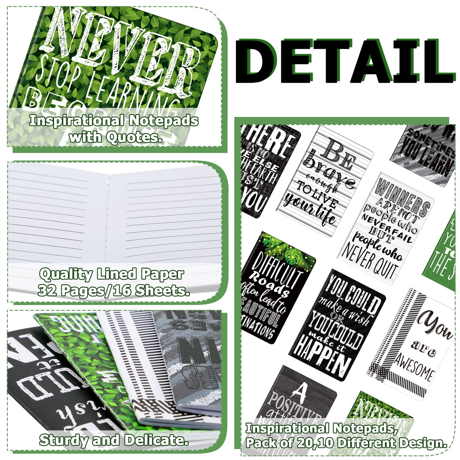 Inspirational Mini Motivational Journal Notebook - Bulk Small Pocket Notepads for Office, Home & Church - Christian Gift Supplies (10 Styles, 20 Pieces) - Perfect for Daily Encouragement, Bible Study Notes & Thoughtful Gifts