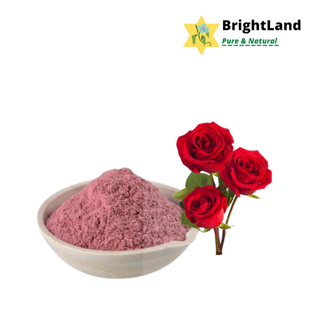 Brightland Organic Skincare Set - Rose Petal Powder, Orange Peel Powder, Multani Mitti Clay, Neem Leaf Powder & Sandalwood Powder (50g Each, 250g Total) for DIY Face Masks, Ayurvedic Beauty & Natural Skin Care