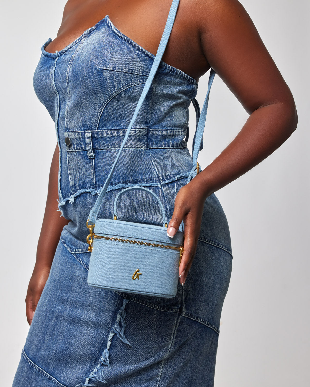 Mini Denim Gold Vanity Bag - Stylish Crossbody Clutch for Women, Perfect for Parties, Travel & Everyday Use