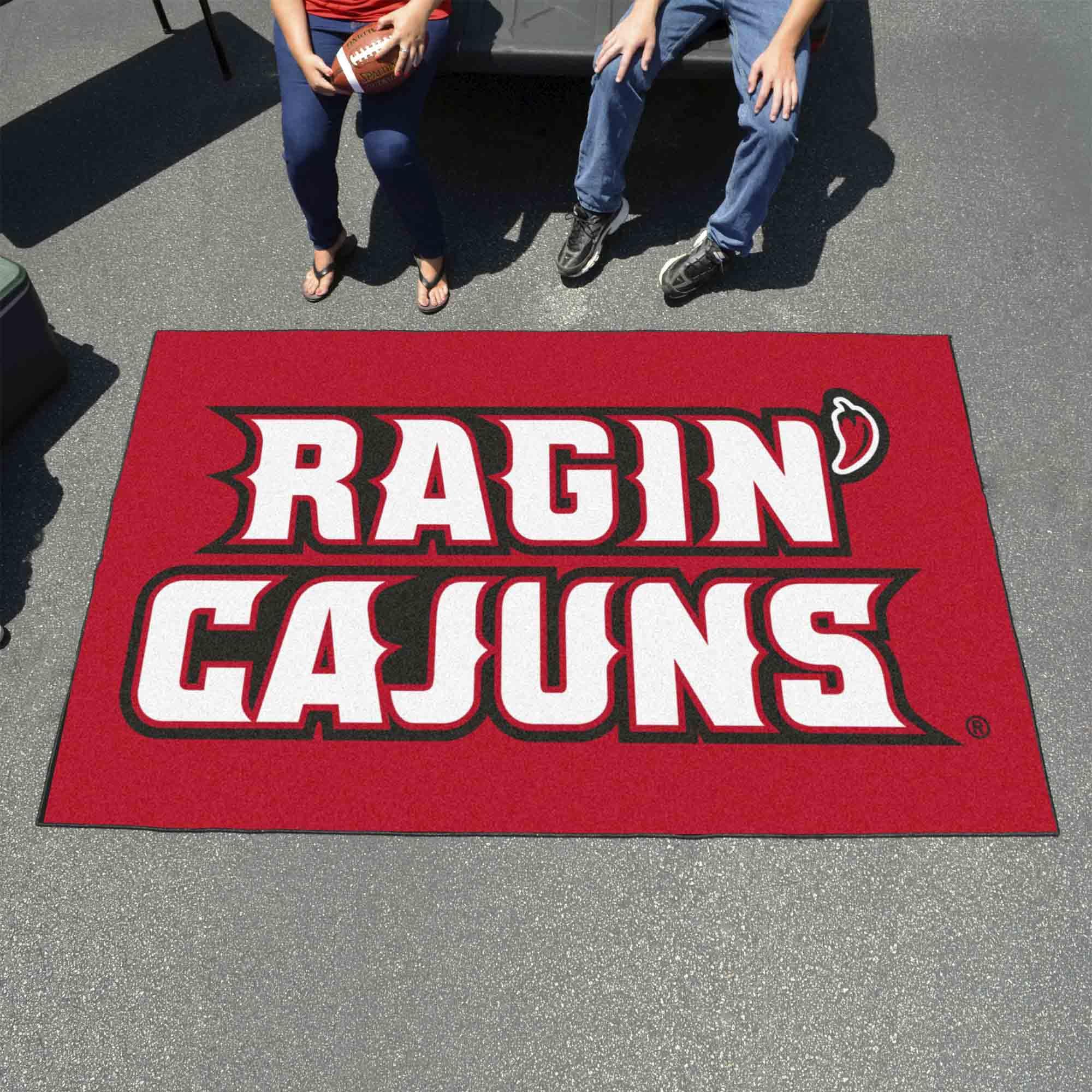 FANMATS 3077 Louisiana-Lafayette Ragin' Cajuns Ulti-Mat Rug - 5ft x 8ft College Sports Fan Area Rug, Durable Home Decor Rug & Tailgating Mat for Game Room, Living Room & Outdoor Parties