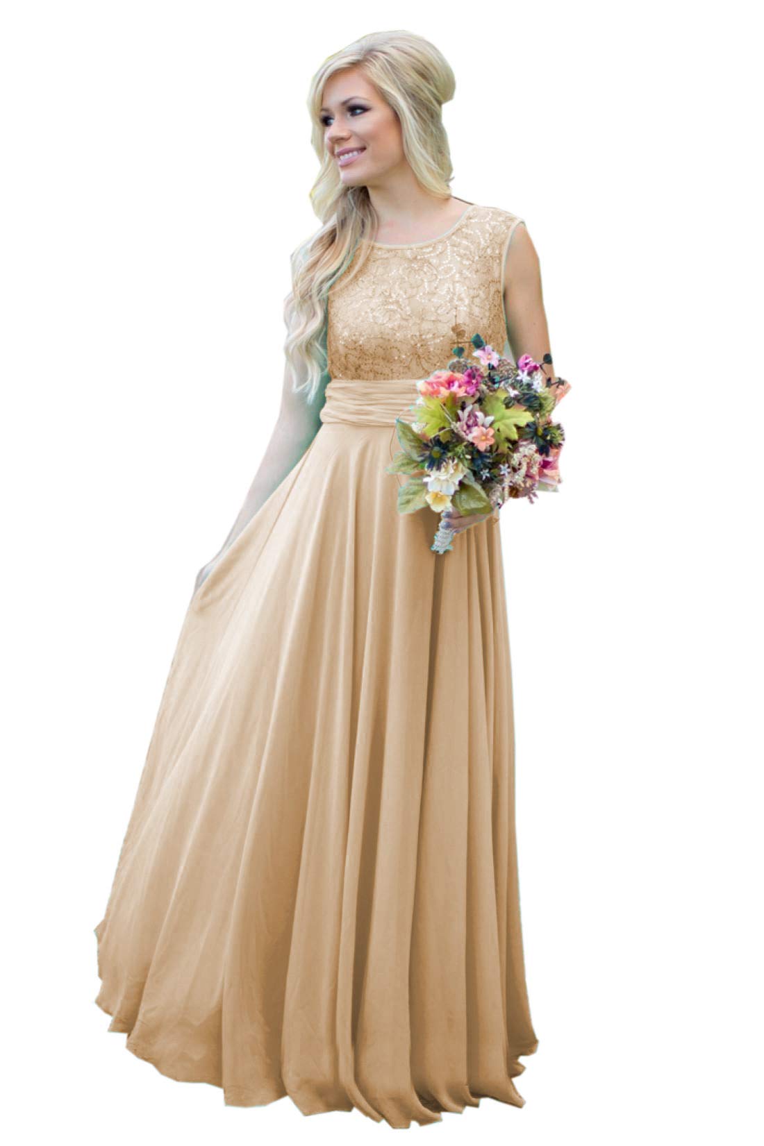 Elegant Long Lace Prom Dress for Women - Chiffon Formal Evening Gown Bridesmaid Dress LN178 | Perfect for Weddings, Galas, and Special Occasions