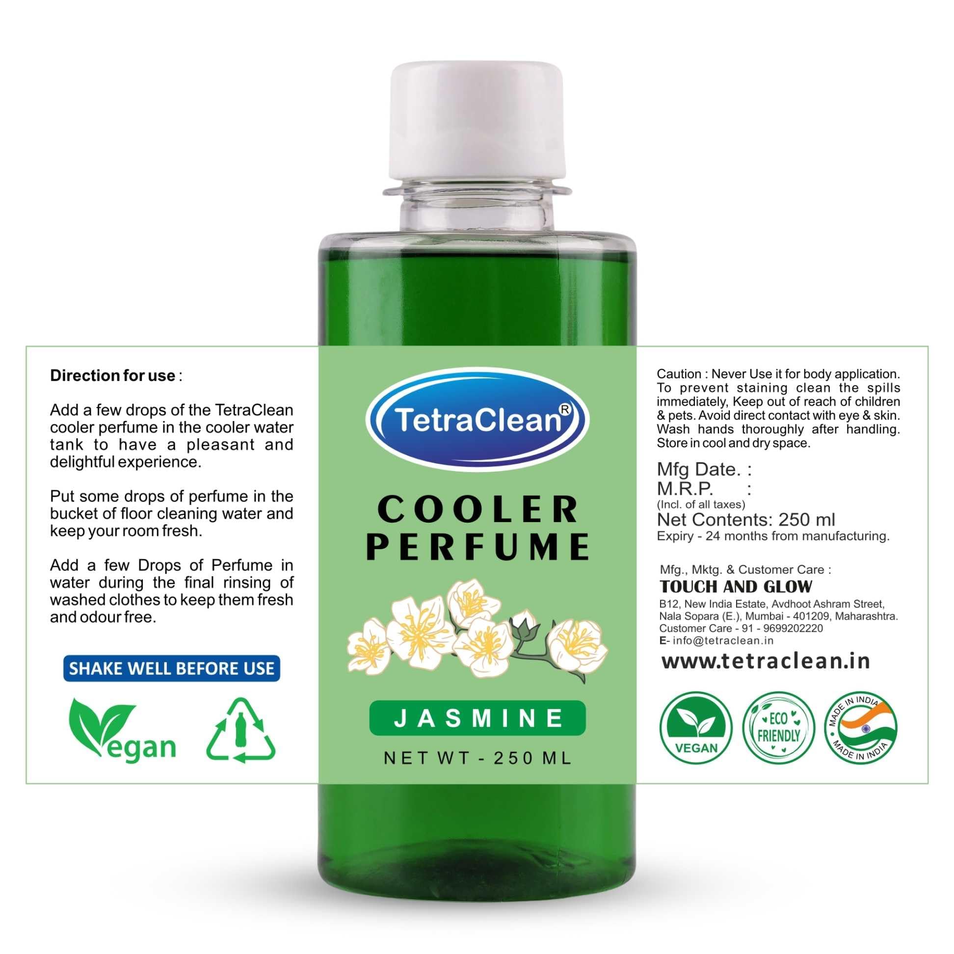 Tetraclean Cooler Perfume & Aroma Diffuser Oil - Long Lasting Jasmine Fragrance for Coolers | Multipurpose Scented Oil for Home, Office, and Commercial Use | Perfect for Air Freshening, Relaxation, and Creating a Pleasant Atmosphere