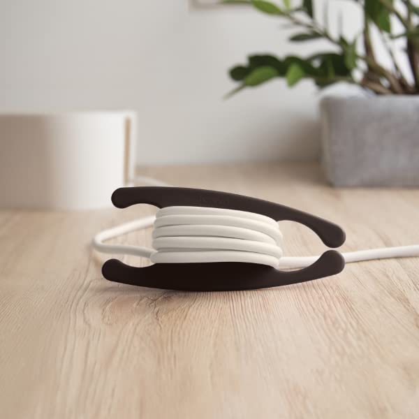 Bobino XL Black Cable Organizer - Cord Wrap & Wire Management for Desk Accessories | Under Desk Cable Holder & Cord Ties | Perfect for Home Office, Gaming Setup & Workspace Organization