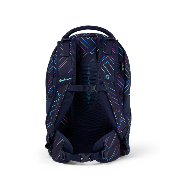 Satch Pack Purple Laser Backpack - Waterproof & Durable Travel Backpack for Hiking, Camping, School & Work - Lightweight & Spacious Design with USB Charging Port