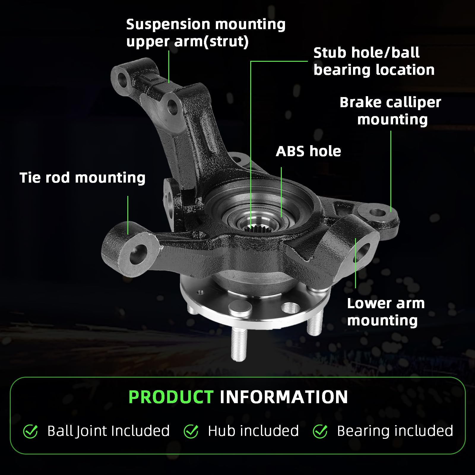 Chevy Aveo 2004-2011 & Aveo5 2007-2011 Front Left Steering Knuckle & Wheel Bearing Hub Assembly - Compatible with Pontiac G3 2009-2010, Replaces OEM #96535190 - Perfect for Suspension Repair & Wheel Alignment