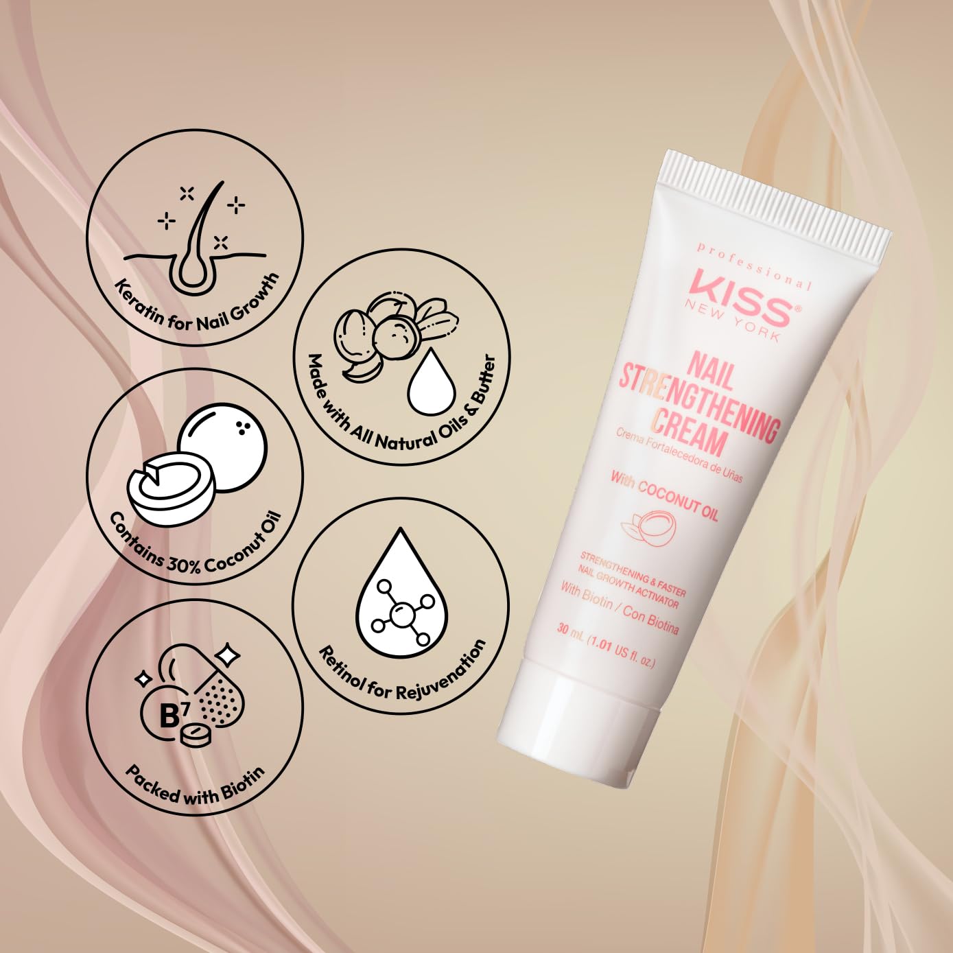 Nail Strengthening Cream with Coconut Oil - Korean Nail Growth & Conditioning Treatment for Stronger, Healthier Nails - Perfect for Manicures, Nail Care Routines & Damaged Nail Repair