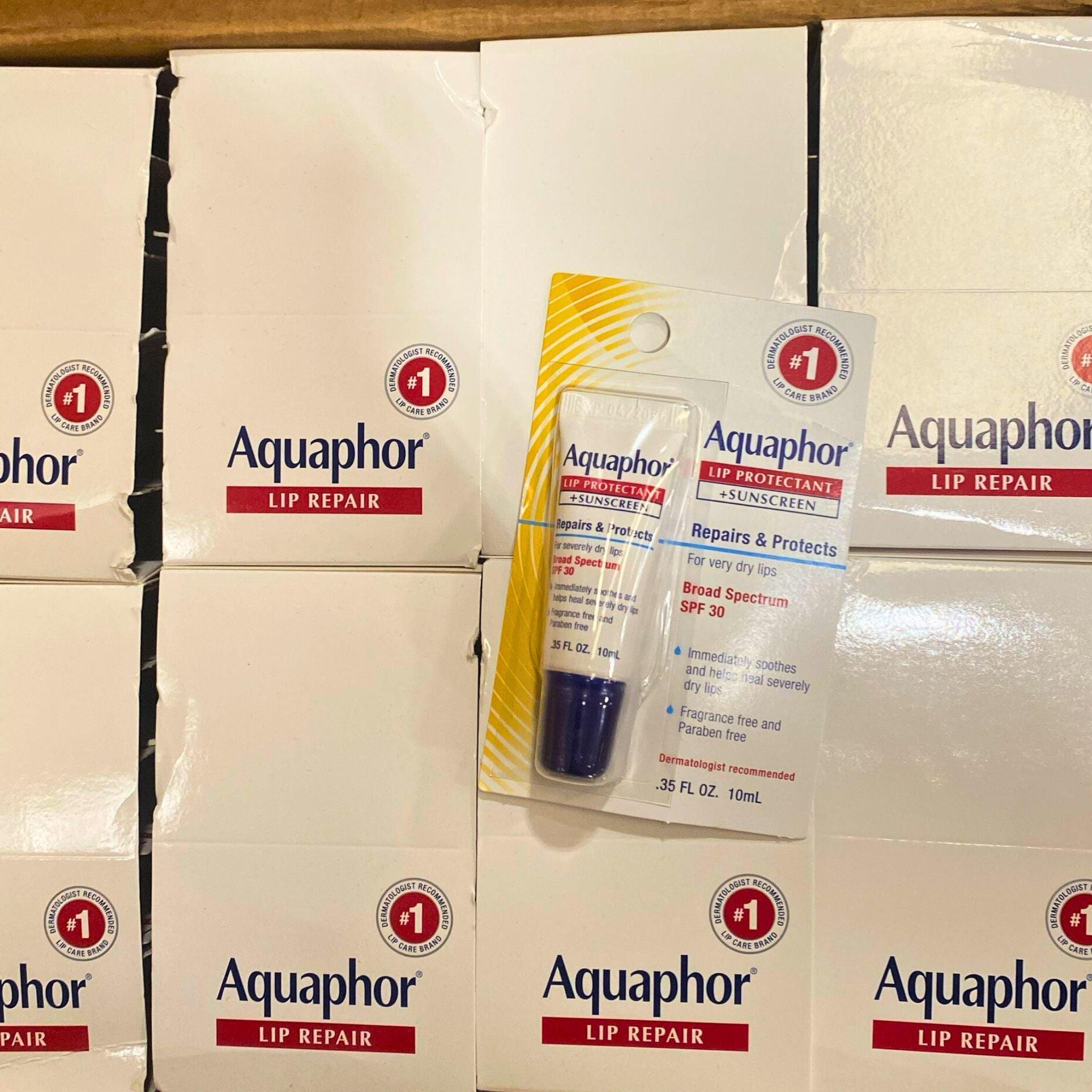 Aquaphor Lip Protectant + Sunscreen SPF 30 - 35OZ (48 Pack) | Moisturizing Lip Balm with Sun Protection for Dry, Chapped Lips - Perfect for Outdoor Activities, Hiking, and Winter Care