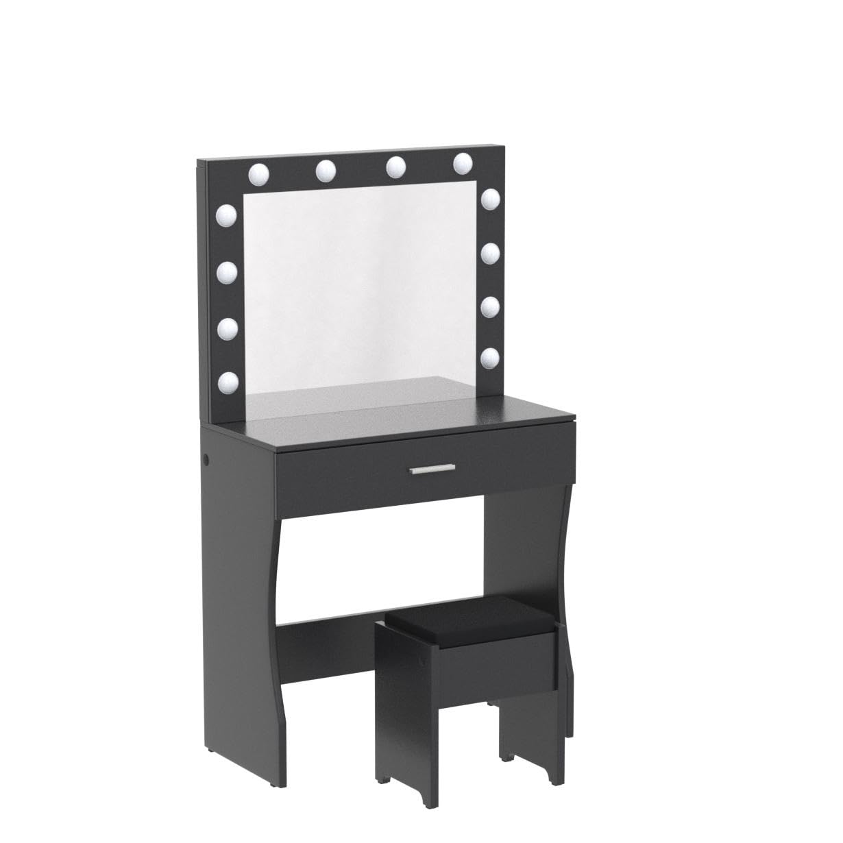 Lighted Vanity Table Set with Mirror for Women & Girls - Makeup Vanity Desk with Large Drawers, Cushioned Stool & Extra Storage | Perfect for Bedroom, Dressing Room & Beauty Salon
