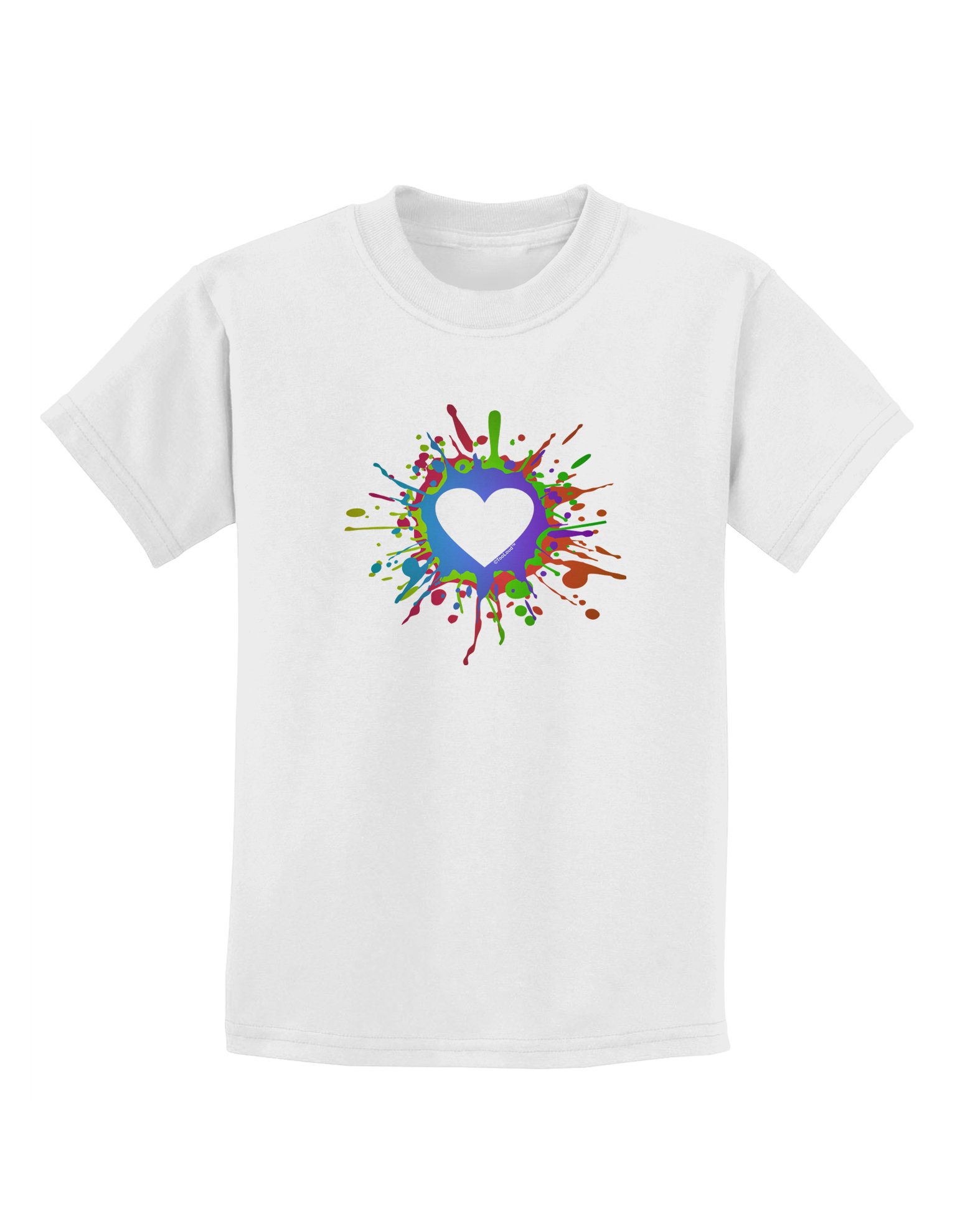 TooLoud Heart Paint Splatter Kids T-Shirt - Cute Graphic Tee for Boys & Girls - Perfect for Birthday Parties, School, and Playdates