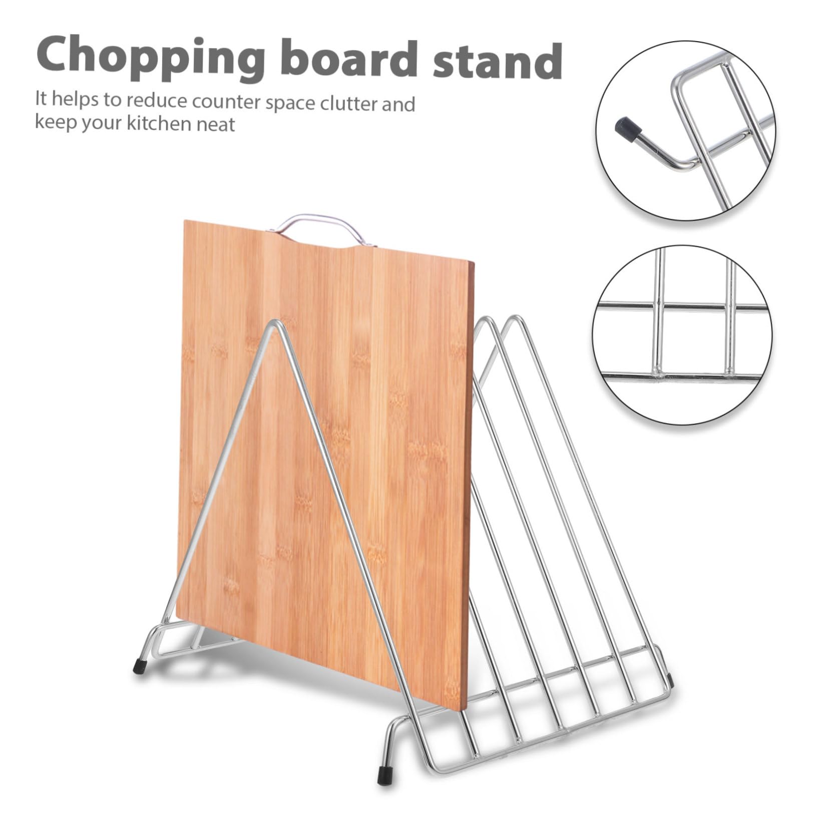 DOITOOL Stainless Steel Cutting Board Holder - 1pc Kitchen Shelf Storage Rack for Chopping Boards | Space-Saving Organizer for Countertop, Cabinet or Pantry | Perfect Kitchen Tool for Home & Restaurant Use