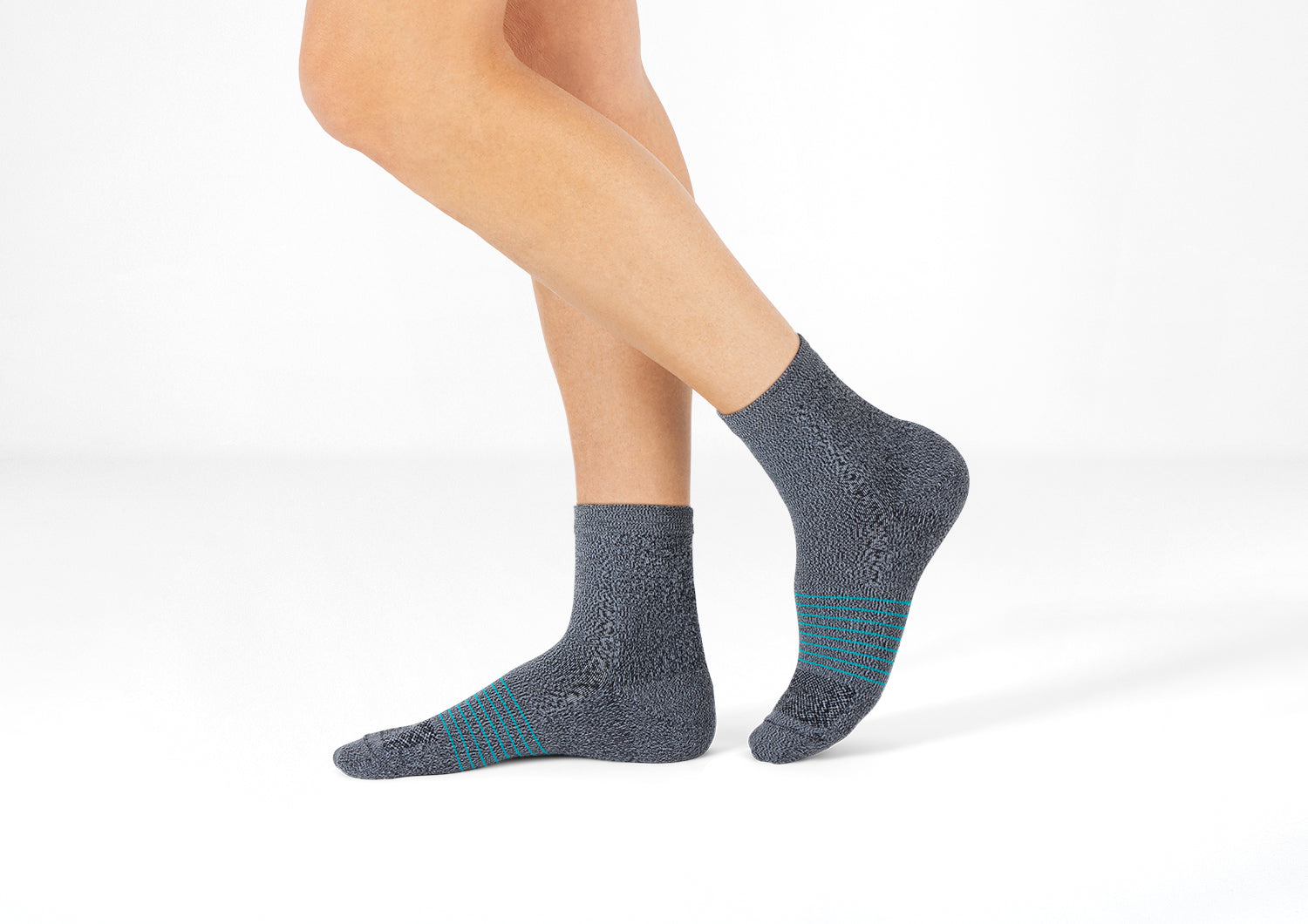 Compression Ankle Socks 15-20 mmHg for Women & Men - Gray/Teal Stripe - Medical Support for Running, Travel & Varicose Vein Relief