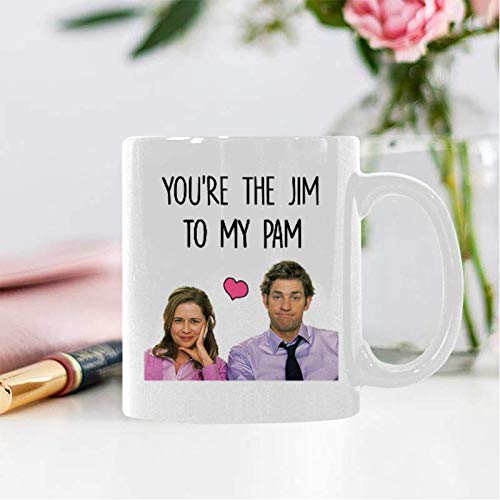 Funny Coffee Mug Gift - 'You're the Jim to My Pam' Quote for Office Lovers, Best Friend & Couple Gifts - Perfect for Coffee Drinkers, Work Desks & Romantic Surprises