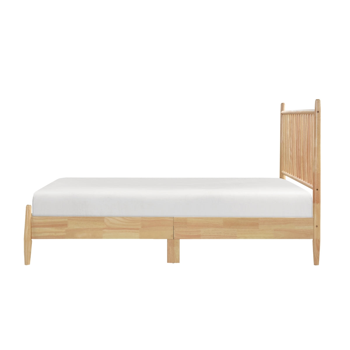 Mid Century Modern Queen Bed Frame - Solid Wood Platform Bed with Upholstered Headboard - Stylish & Durable Furniture for Master Bedroom or Guest Room