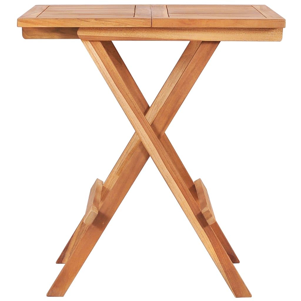vidaXL Solid Teak Wood Folding Bistro Set - 3-Piece Square Table & Chairs (Brown) | Pre-Assembled Outdoor Dining Set for Garden, Patio, Terrace | Perfect for Small Space Entertaining & Indoor/Outdoor Use