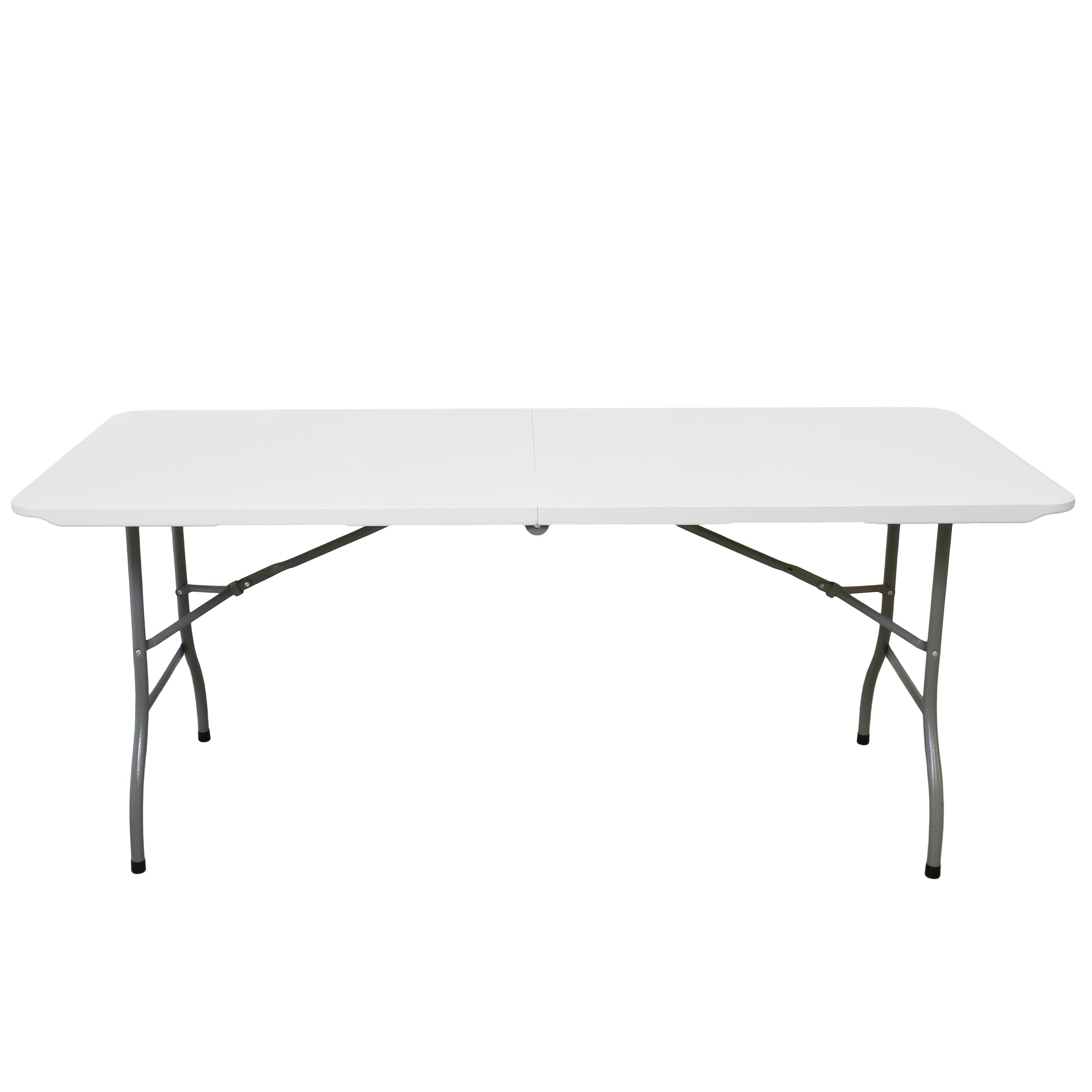 Elama 8 Foot White Plastic Folding Table - Portable Indoor Outdoor Picnic Camping Party Table - Heavy Duty Foldable Table for Events, BBQ, Tailgating & Home Use (8ft)