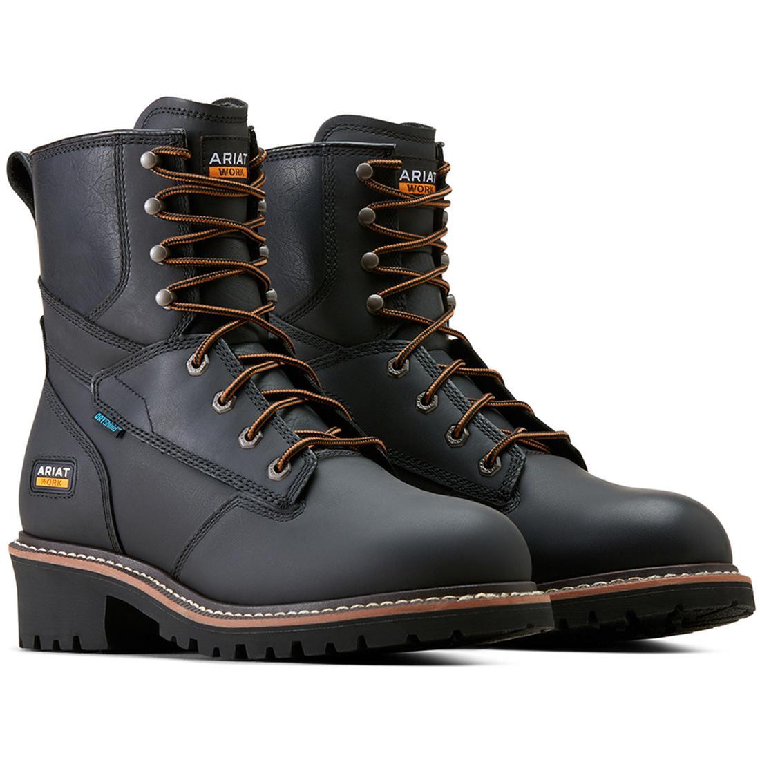 **Waterproof Logger Boots for Men - Soft Toe Shock Shield Work Boots - Black - Ideal for Construction, Hiking & Outdoor Work**