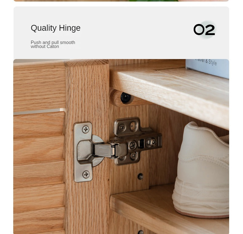 Solid Oak Wood Storage Cabinet - Shoe Locker & Entryway Organizer for Home, Office, or Mudroom - Durable Entry Storage Solution with Adjustable Shelves