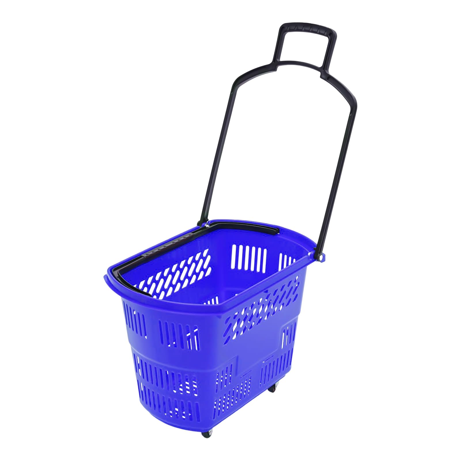 6-Pack 35L Rolling Shopping Carts with Wheels & Handle - Plastic Grocery Baskets for Retail Stores, Supermarkets & Home Use - Portable Shopping Basket for Easy Grocery Hauling & Storage