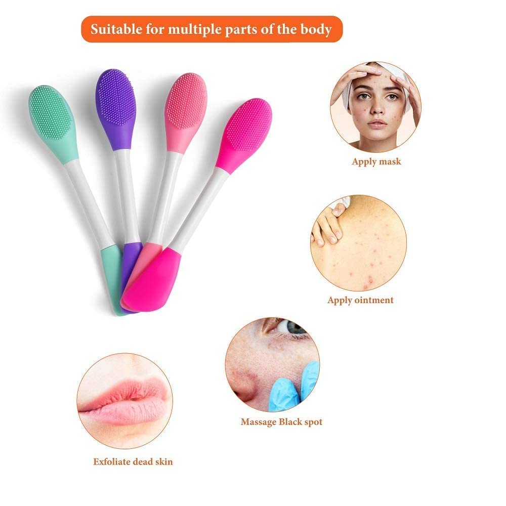 BIRZAR Silicone Face Mask Applicator & Lip Cleansing Brush - Ultra Soft Hygienic Silicone Bristles for Gentle Exfoliation - Multi Color (1 Pack) - Perfect for Skincare Routine & Makeup Removal