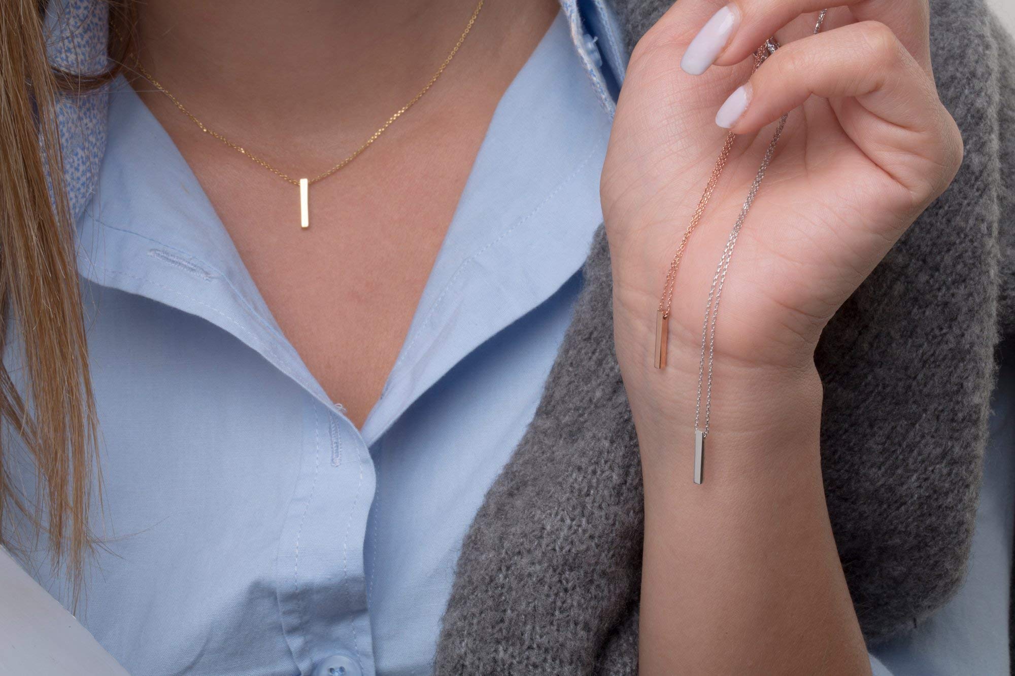 Elegant 14K Gold Bar Necklace - Square Bar Pendant, Rose Gold Tiny Bar Necklace for Women, Trendy Minimalist Jewelry Gift for Her | Perfect for Everyday Wear, Date Nights & Special Occasions
