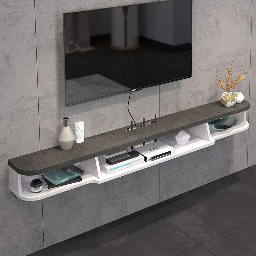 2-Tier Floating Shelf Wall Mounted TV Stand - Modern Media Console for Xbox One, PS4, Cable Box, DVD Players & Game Consoles - Perfect for Living Room, Bedroom & Home Theater Organization