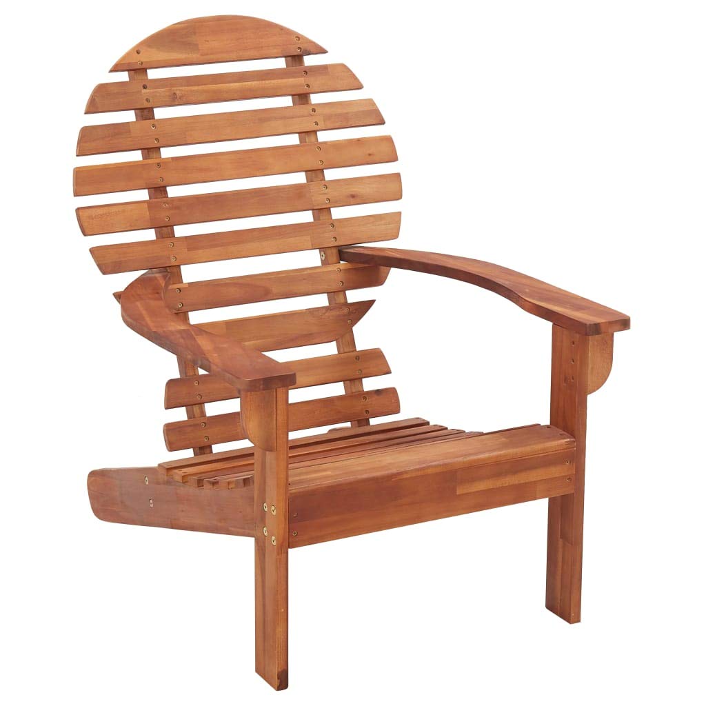 Premium Solid Acacia Wood Adirondack Chair - Weather-Resistant Outdoor Patio Furniture for Garden, Yard & Deck - Comfortable Brown Wooden Seating for Relaxation & Backyard Lounging