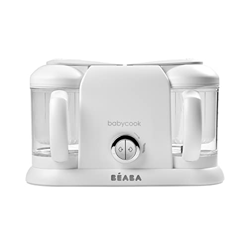 BEABA Babycook Duo 4-in-1 Baby Food Maker & Steamer | 9.1 Cup Large Capacity Food Processor & Blender | Homemade Fresh Baby Puree & Meals | Perfect for Busy Parents & Healthy Infant Nutrition | White