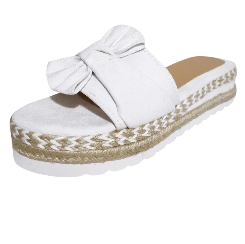 AIHOU Women's Summer Sandals - Open Toe Bowknot Wedge Platform Sandals for Casual Wear, Beach & Vacation | Comfortable Slip-On Flat Sandals for Women | Perfect for Walking, Shopping & Outdoor Activities