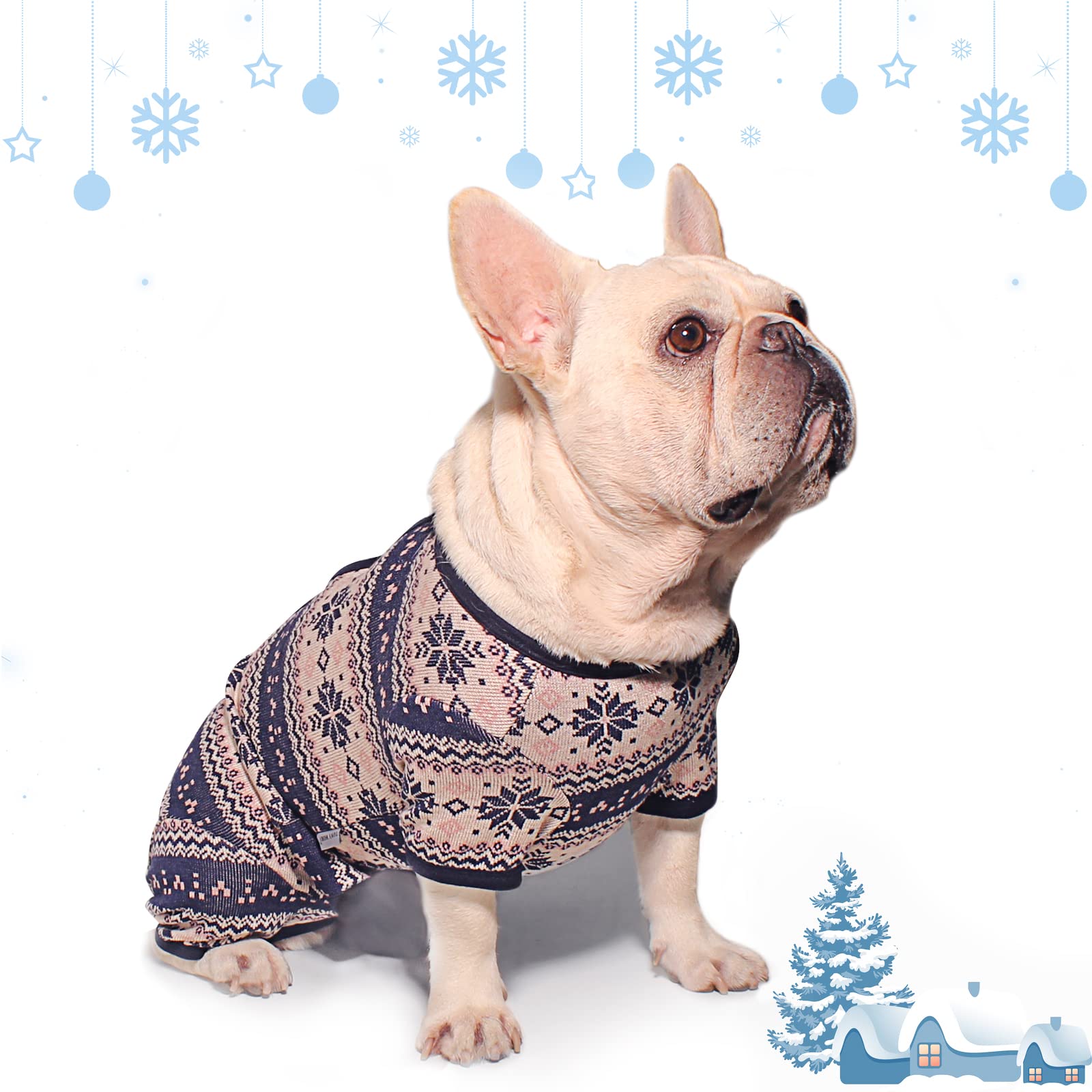 TONY HOBY Dog Sweater for Small & Medium Dogs - Warm Knitted Winter Dog Shirt for Girls (Blue, Size S) - Perfect for Christmas, New Year & Cold Weather Outings