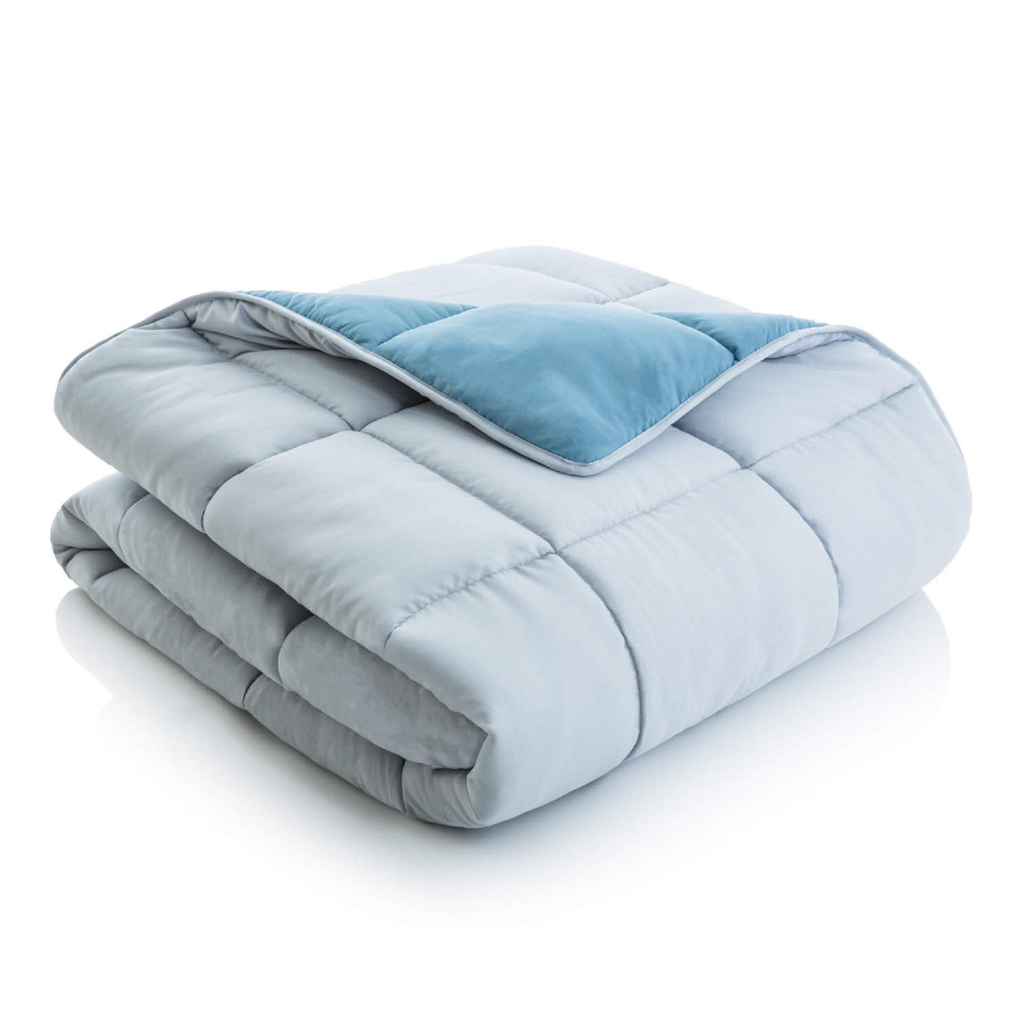 MALOUF Reversible Bag Complete Bedding Set - Twin XL Size - Pacific Blue & Ash Gray - Soft Microfiber Bed Sheets & Pillowcases - Perfect for Dorms, Guest Rooms & Cozy Bedroom Decor